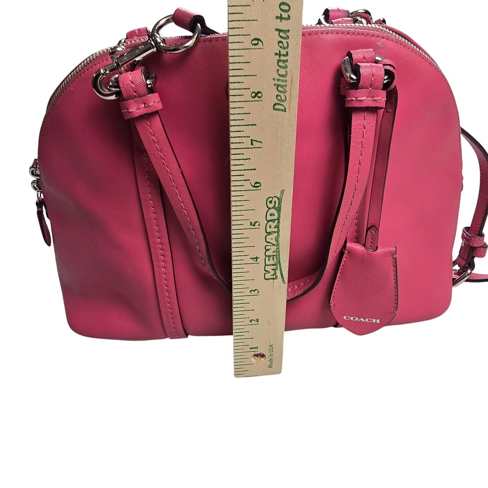 Coach Cora Domed Satchel Women Medium Pink Fair Saffiano Leather F25671 - Picture 9 of 11